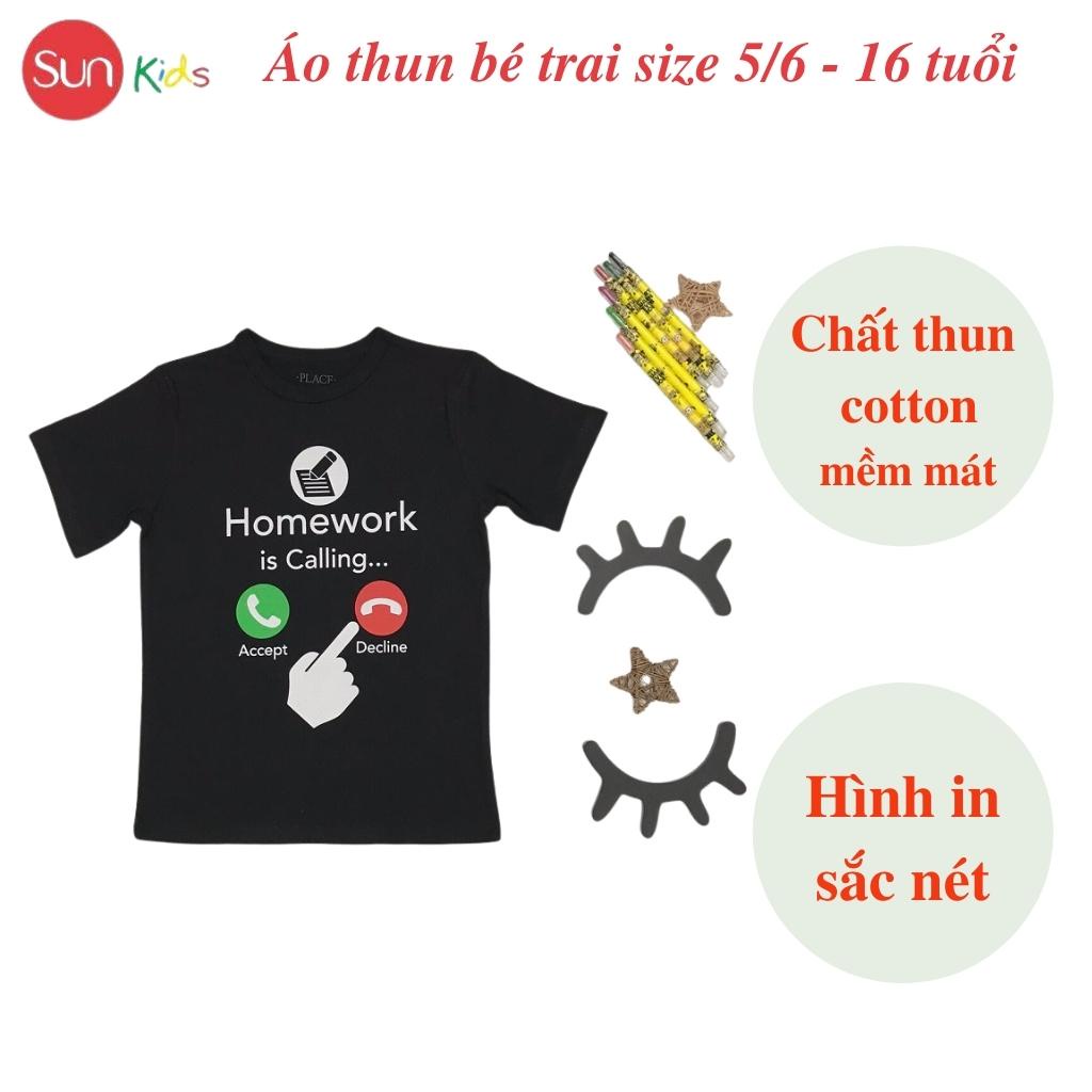 Áo thun bé trai xuất xịn, áo phông cho bé trai, mềm mát, size 5,6-16 tuổi,  - SUNKIDS