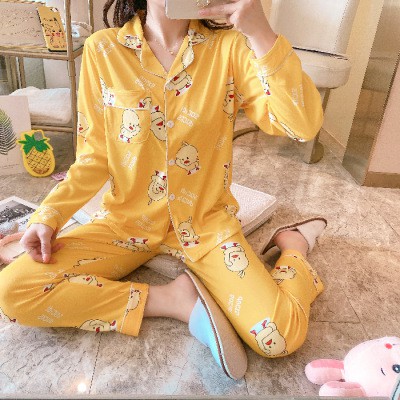 Bộ Đồ Ngủ Nữ Mặc Ở Nhà - Quần Áo Pijama Dài Tay Vải Co Giãn 4 Chiều Thu Đông Xuân Dễ Thương Ảnh Thật+Video BĐN07 | BigBuy360 - bigbuy360.vn