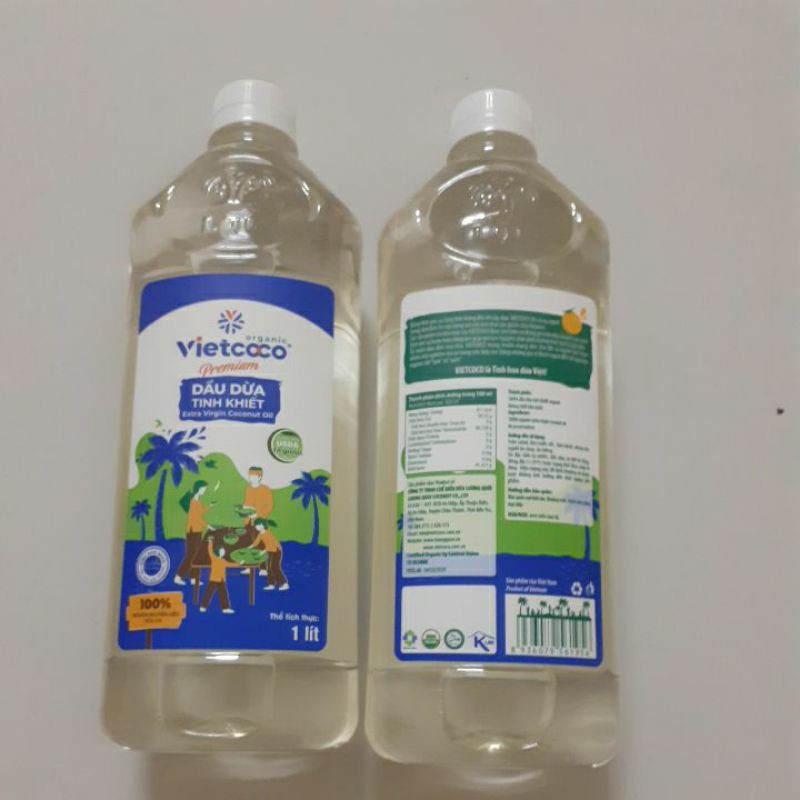 Dầu dừa nguyên chất organic Vietcoco 1 lít