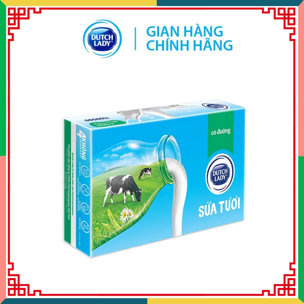Thùng 48 Hộp Sữa Tươi thanh trùng Dutch Lady thiếu nữ Hà Lan Có Đường (48 x 110ml) ( Đại lý Ngọc Toản)