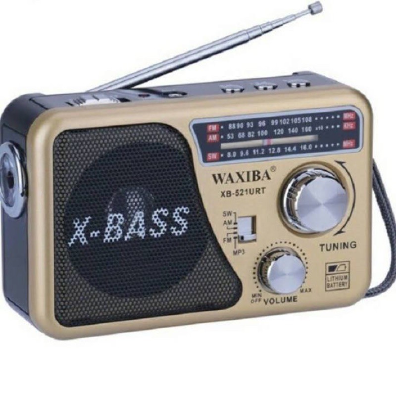 Đài Radio FM  WAXIBA  XB 521URT- có hỗ trợ thẻ nhớ và USB-đèn pin Siêu sáng-BH 6Tháng