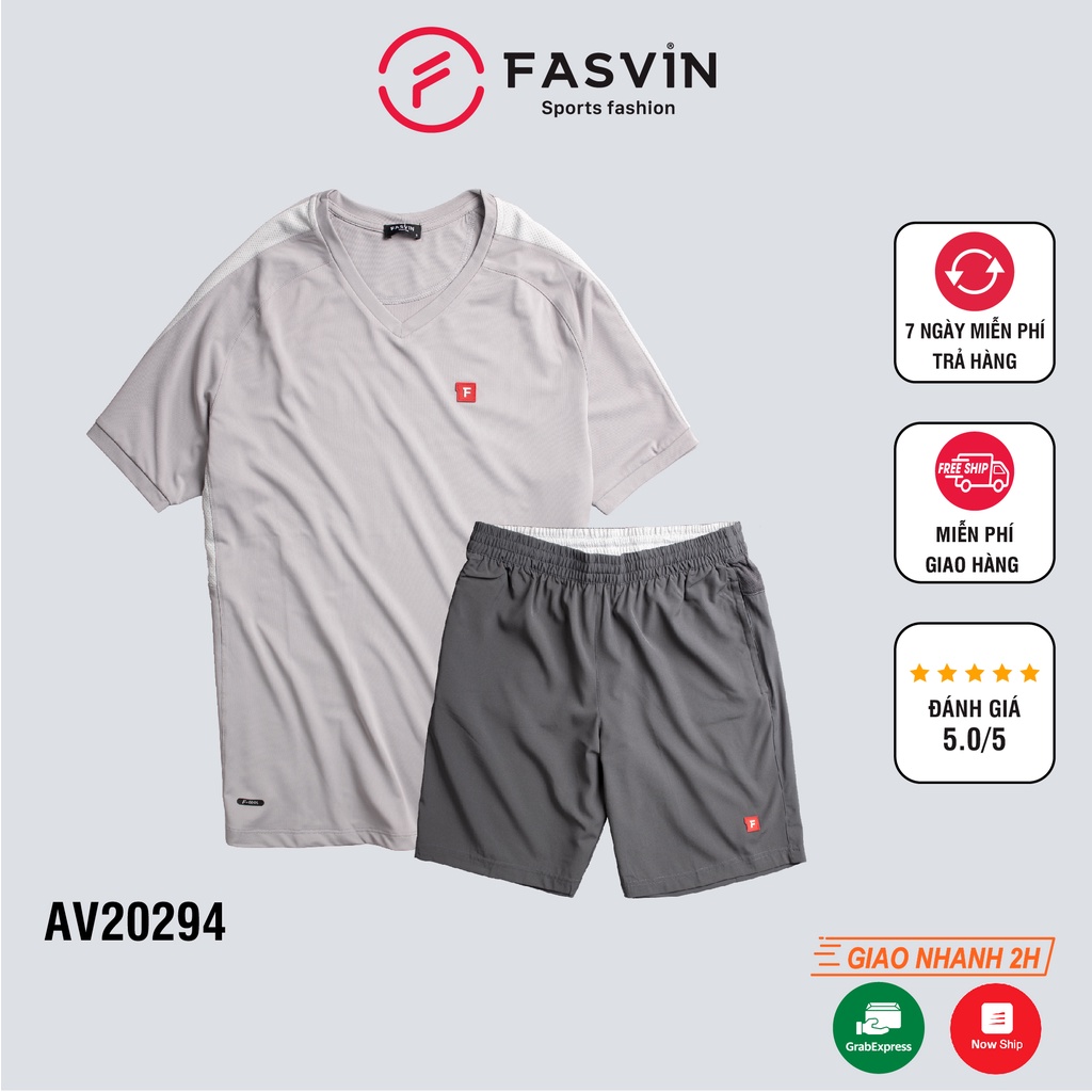 Bộ quần áo thể thao nam Fasvin AV20294.HN cổ tim chất vải mềm nhẹ co giãn thoải mái