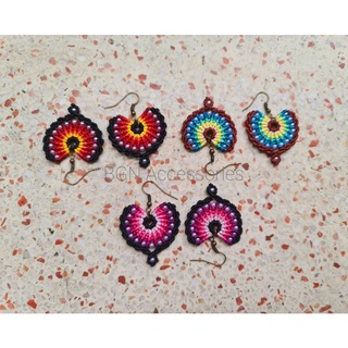 Hoa tai handmade họa tiết rẽ quạt