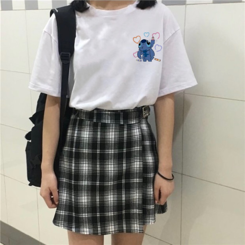 Áo thun tay lỡ  Stitch Tim  phông Unisex nam nữ tee oversize form rộng pull Ulzzang Streetwear Hàn Quốc vải mềm