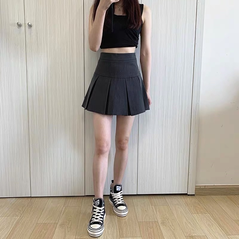 Chân váy xếp ly ngắn bản to màu xám phong cách Hàn Quốc M0149 | BigBuy360 - bigbuy360.vn