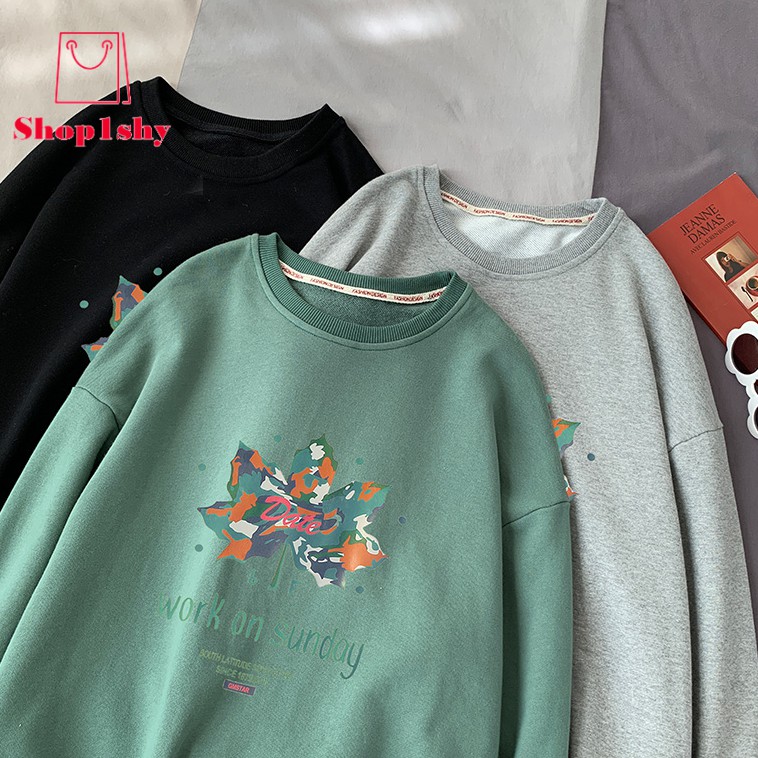 5 Color Men Sweatshirt Oversize Shirt Fashion Pullover Athletic Closure Long Sleeve Maple Leaf Print | BigBuy360 - bigbuy360.vn