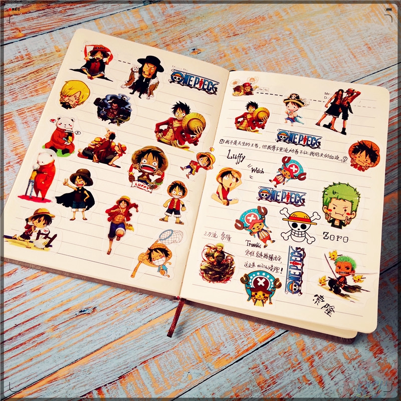 Set 6 tờ hình dán One Piece trang trí tường / sổ tay DIY