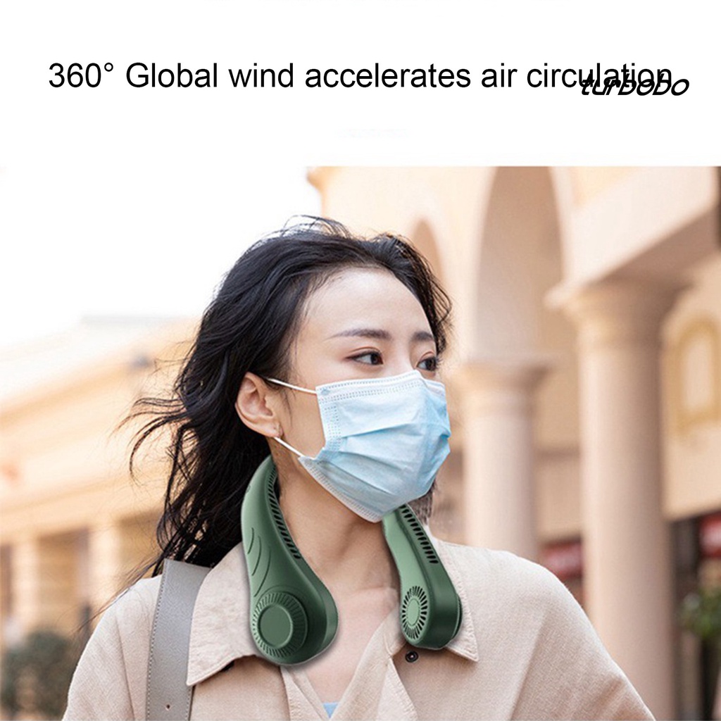 Quạt Đeo Cổ Mini Không Cánh Quạt Làm Mát Bằng ABS Sạc USB Không Cánh Dễ Mang Theo