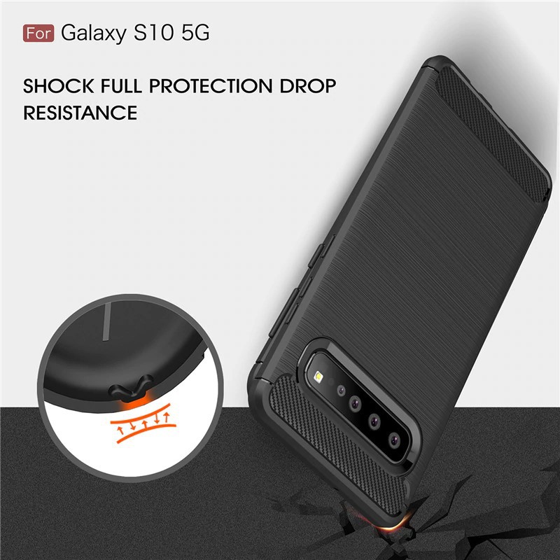 [Loại Tốt] Ốp Lưng Samsung S10 5G Dẻo Carbon Phay Xước Chống Sốc