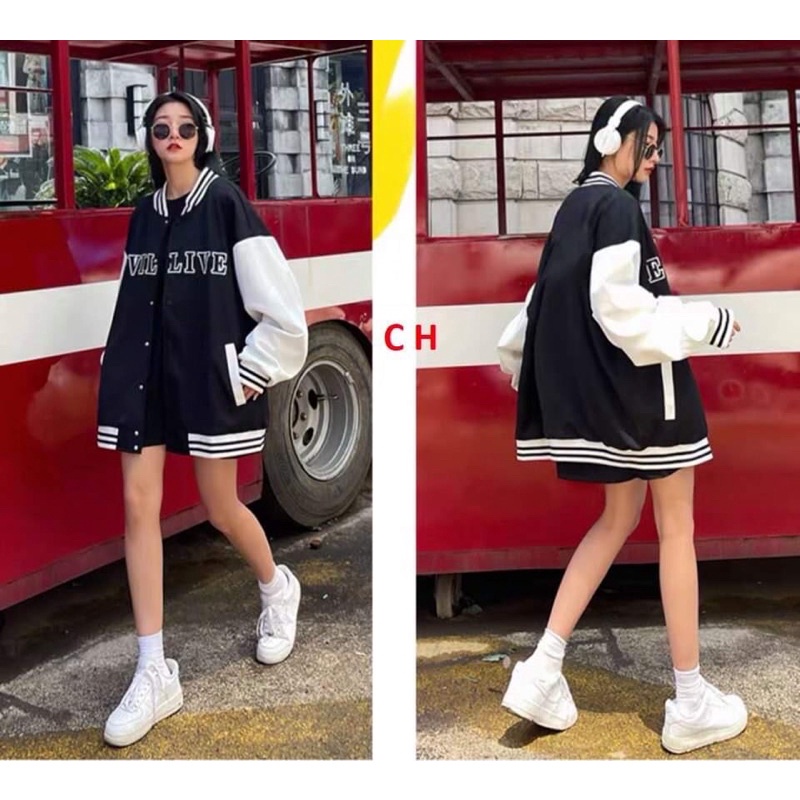 Áo bomber khoác Jacket Beliverhàng chất nỉ cotton mềmcổ, tay áo, thân áo có bo dệtphong cách Thể thao Bóng Chày