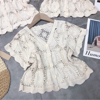 Cardigan len hoa