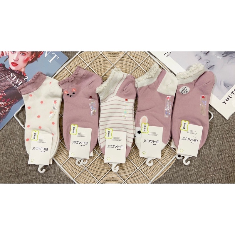 Tất chân nữ ngắn cổ bèo hoạt hình ( combo 10 đôi )