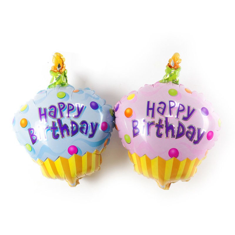 Bong bóng hình bánh sinh nhật bánh cupcake trang trí background sinh nhật.