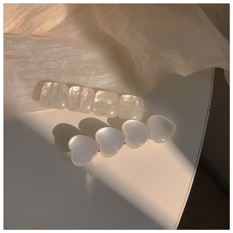 Set 2 kẹp tóc đính đá hình vuông/ trái tim xinh xắn toàn diện cho nữ