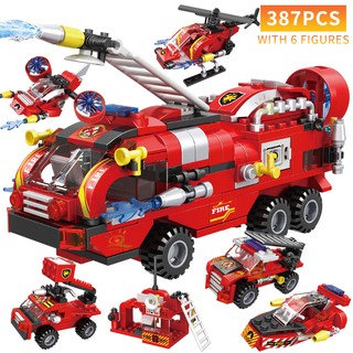 Bộ Đồ Chơi Lắp Ráp HUIQIBAO TOYS 387 Mảnh Mô Hình Xe Cứu Hỏa