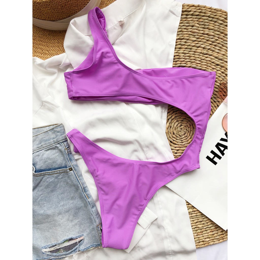 [BKN614] &lt;ÂU&gt; BODYSUIT LỆCH VAI CUTOUT ĐEN/XANH BLUE/TÍM