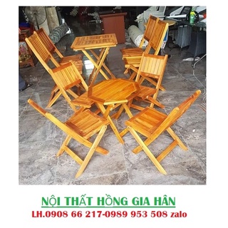 Bàn Ghế Cafe Hồng Gia Hân Bgg02_ Bàn Ghế Gỗ Xếp Gọn