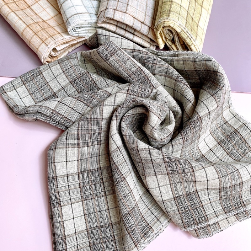 Khăn bandana 75x75cm làm turban quấn tóc caro cổ điển TÍM STORE phụ kiện cột tóc hàn quốc unisex