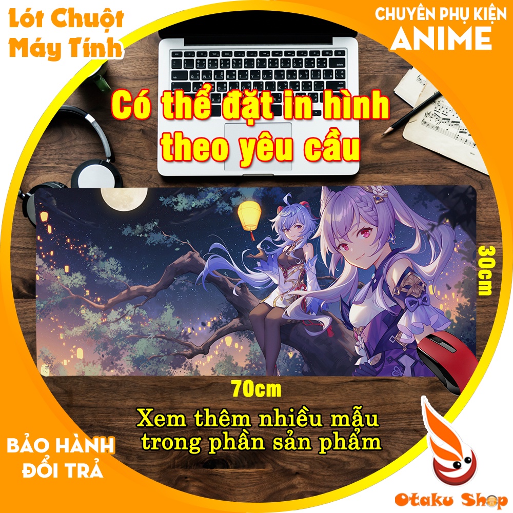 {Mouse pad 70x30cm} Lót chuột máy tính hình Genshin Impact chất liệu cao su chống nước đặt bàn di chuột chơi game