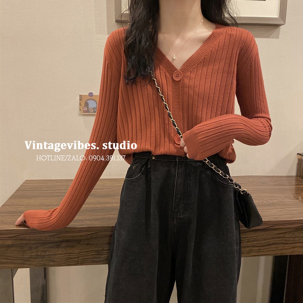 Áo cardigan len tăm khuy tròn Ulzzang (hàng QCCC) - Ảnh thật tự chụp