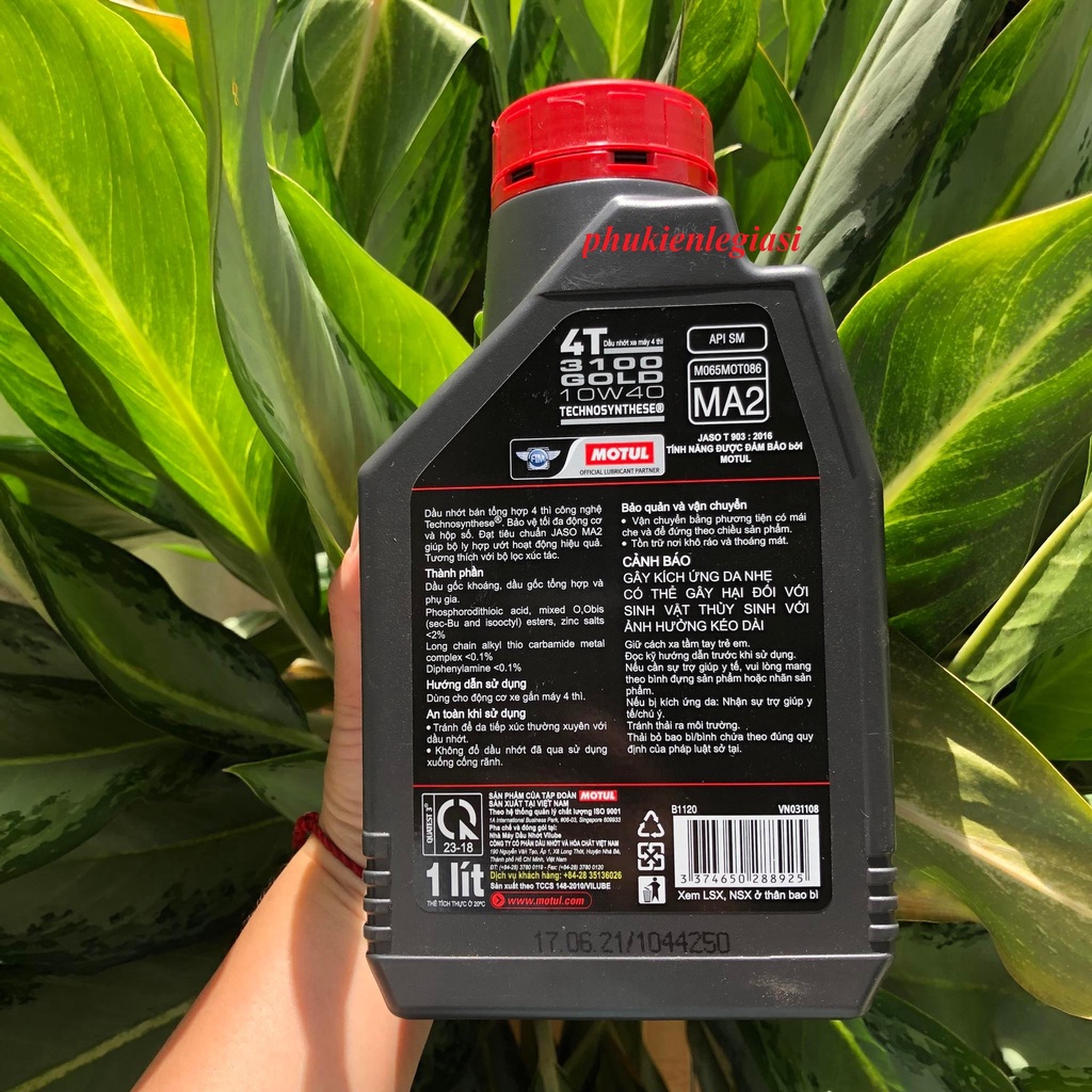 Nhớt MOTUL 3100 GOLD 10W40 MA2 API SM Xe Số bán tổng hợp