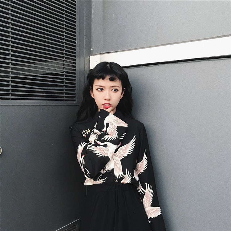 Áo sơ mi hạc trắng nữ - Sơ mi hạc