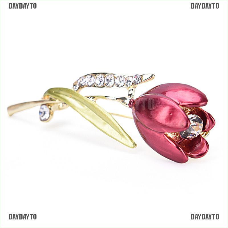 Ghim Cài Áo Hình Hoa Tulip Đính Đá Pha Lê Thanh Lịch