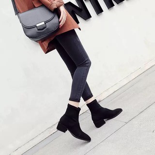 Bốt nữ da lộn cổ lửng đế vuông cao gót siêu hot sang chảnh | hàng loại đẹp | boot nữ cổ cao kiểu hàn mới nhất 2020