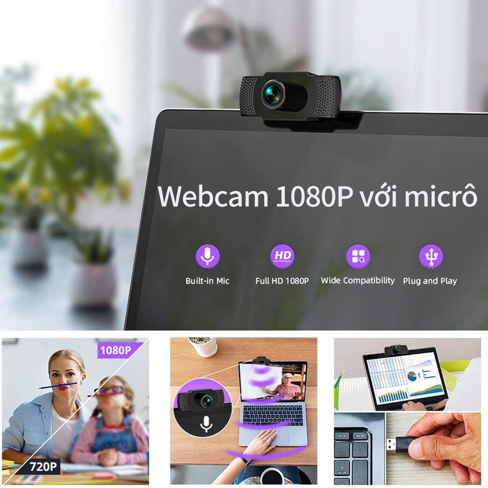 Webcam Camera HD 1080P có MIC cho máy tính tiện dụng