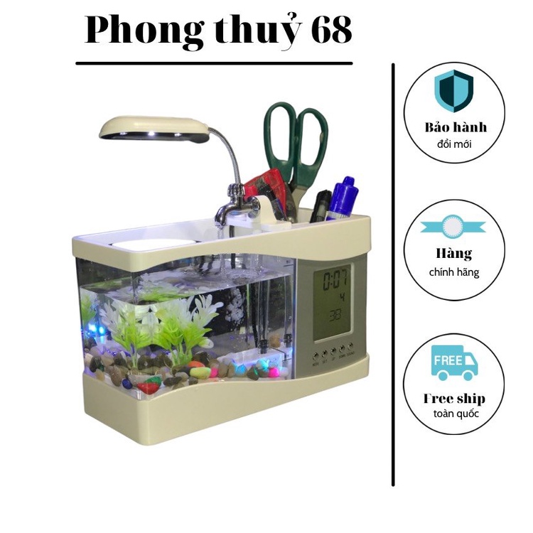 Bể Cá mini Phong Thủy 68 Hồ Cá cảnh thủy sinh để bàn