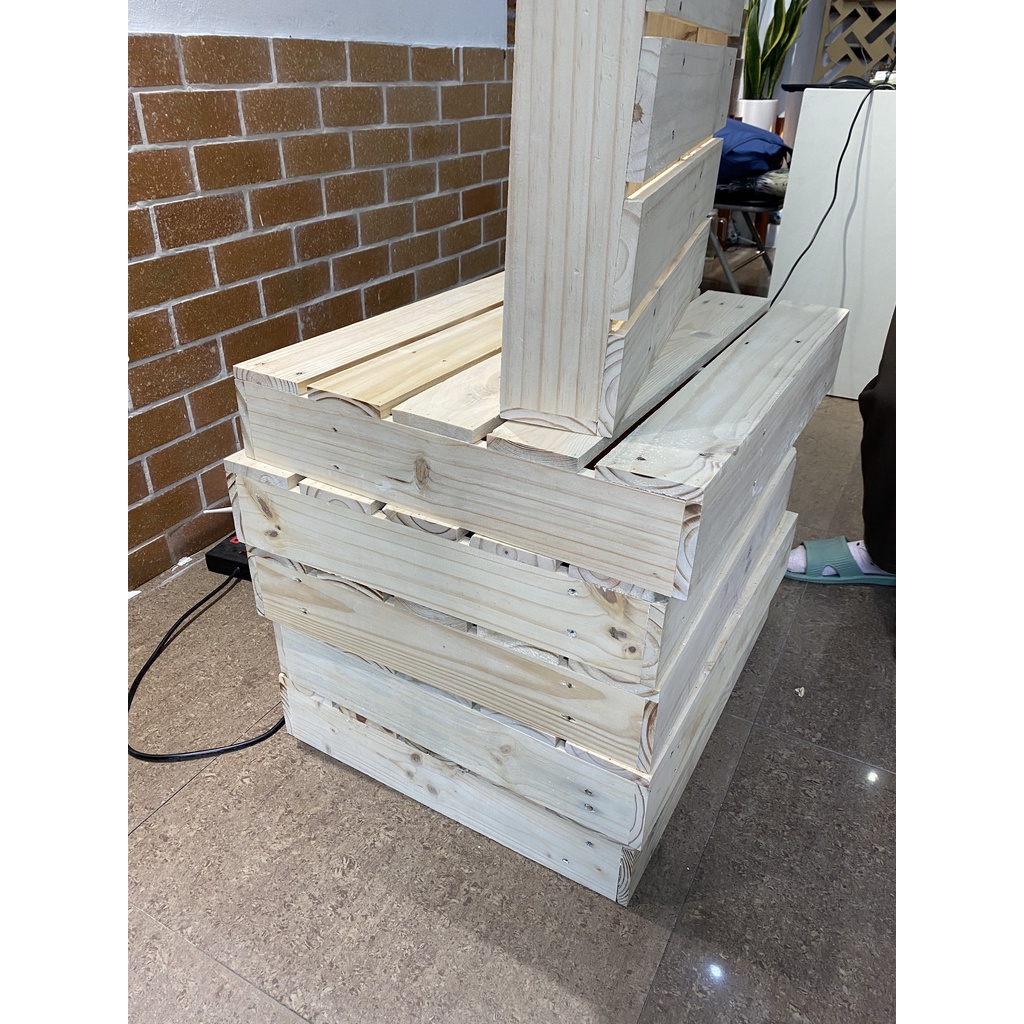 Giường Pallet - Giường Gỗ - Giường Xếp - Giường Hộp Pallet Làm Giường Đã Sơn Chống Mốc