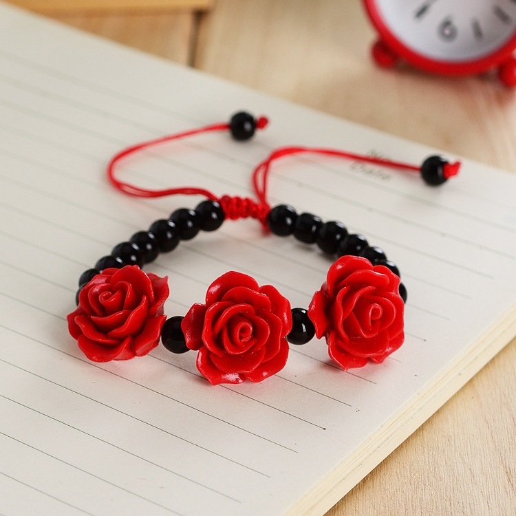 Vòng đeo tay khắc hoa hồng thời trang cho nữ