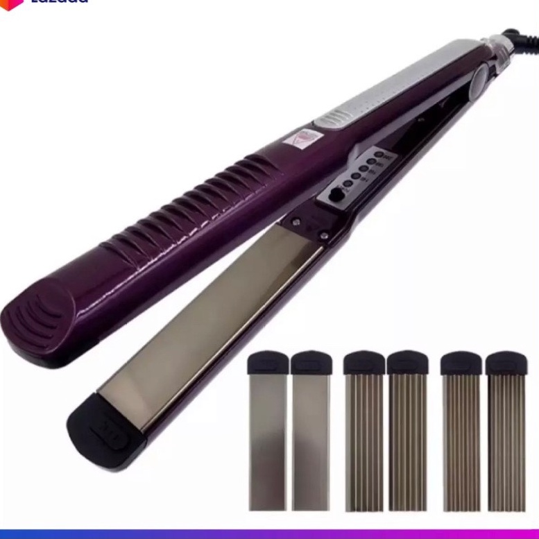 Máy bấm duỗi uốn tóc bản nhỏ chỉnh nhiệt tặng 3 bộ lưỡi thay TM043