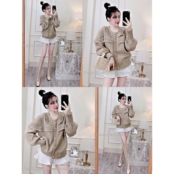 [ÁO CADIGAN] Áo Cardigan Nữ Tay Bồng Sợi Đan, Áo Choàng Thu Đông Len Dày | BigBuy360 - bigbuy360.vn