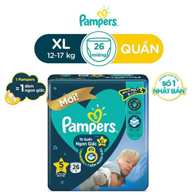 Tã quần pampers ngon giấc M30 L26 XXL22 XL26