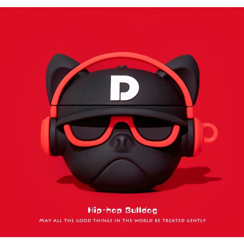 Vỏ Bảo Vệ Hộp Sạc Tai Nghe Bluetooth AirPods 1 2 pro 3 2021 gen3 Bằng Silicon TPU Mềm Hình Chó Bull Phong Cách Hip hop Chống Thất Lạc