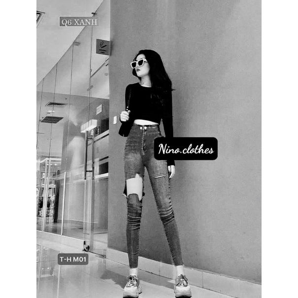 QUẦN BÒ CẠP CAO 2cúc rách mã M01