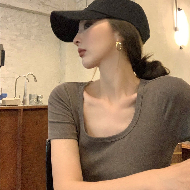 Áo thun COZOKC tay ngắn cổ tròn màu đơn giản phong cách Hàn Quốc