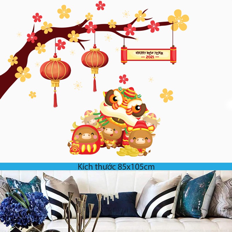 Decal Dán Trang Trí Phòng | Tranh Dán Tường Chủ Đề Cành Mai Tết