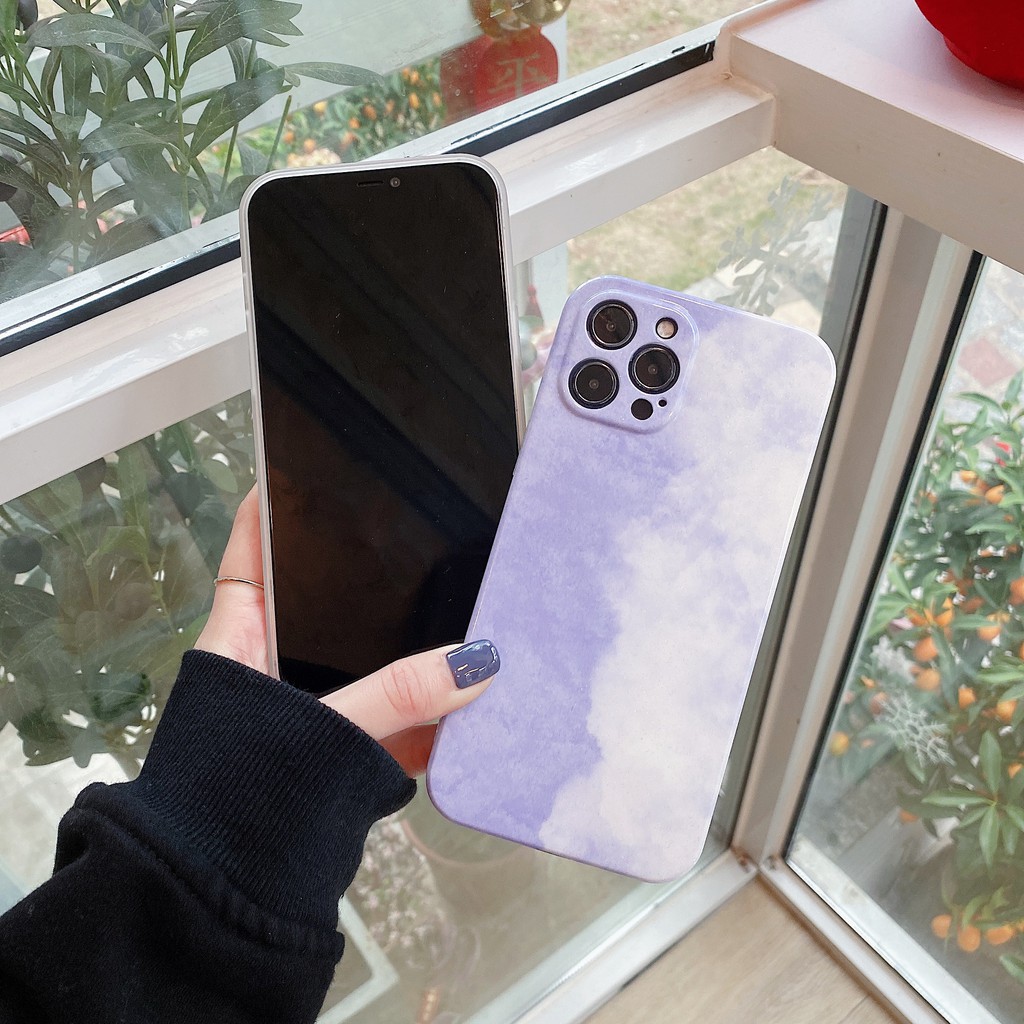 Ốp điện thoại in hình đám mây màu hồng tím thích hợp cho iPhone 7/8 Plus SE2 x xs xs max 11 12 pro promax