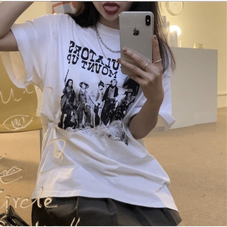 Áo Thun Regul Form Rộng PEONYB Nữ [FREESHIP]  Phông tay lỡ in hình loang vintage, 3158 retro cá tính Ulzzang