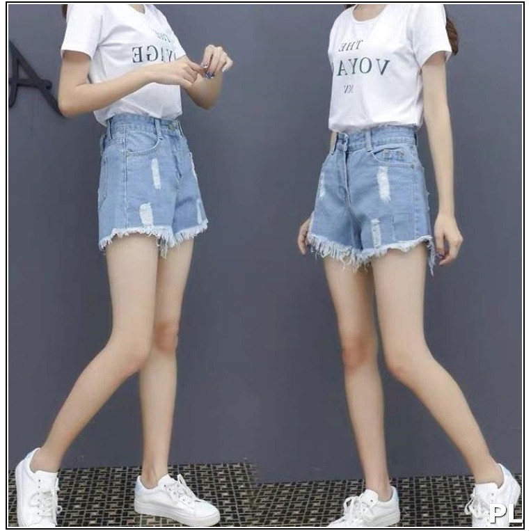 Quần short jean nữ LAI TUA BẦU RÁCH NHỎ 4 THỜI TRANG L2-4