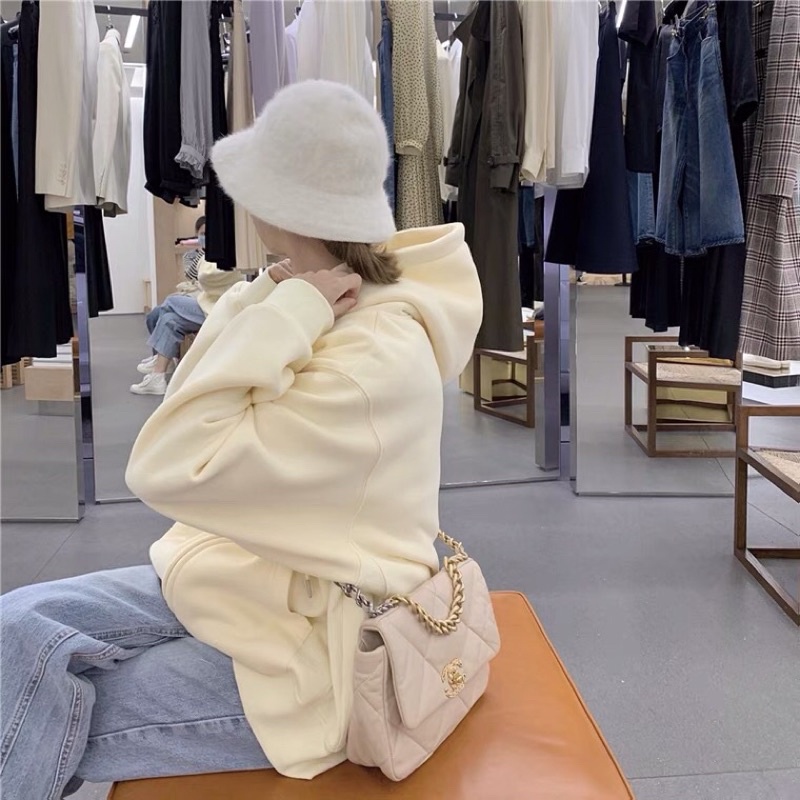 Áo khoác nỉ mỏng vàng nhạt Hoodie zip pastel basic dễ thương