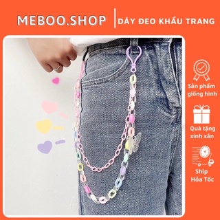 Dây xích đeo thắt lưng màu kẹo ngọt hình bướm 7 màu