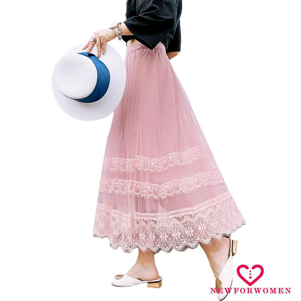Chân Váy Lưới Họa Tiết Hoa Thêu Thời Trang Cho Nữ