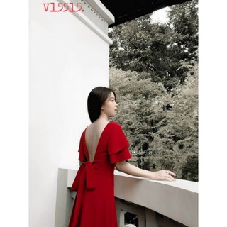 ĐẦM ĐỎ TAY XOÈ NƠ LƯNG 💋
