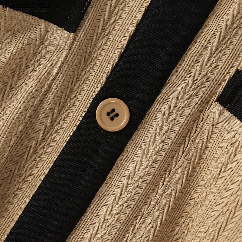 Áo sơ mi INCERUN tay ngắn cài khuy kiểu cổ điển cho nam