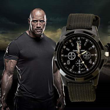 Đồng Hồ Quartz Nam Dây Vải Bố Phong Cách Quân Đội Reloj Hombre