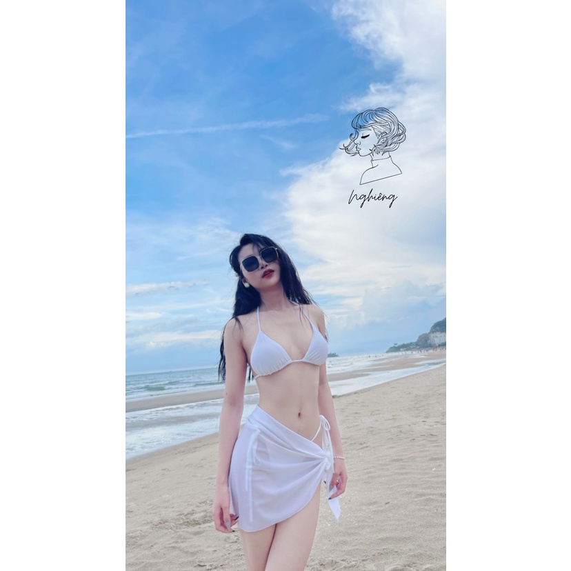 Bikini, đồ bơi nữ 2 mảnh kèm khăn basic ảnh khách feedback bikini sexy | BigBuy360 - bigbuy360.vn