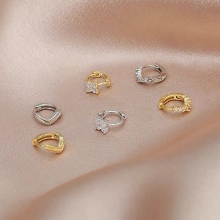 Khuyên tai bạc nữ Tlee, Bông tai tròn phong cách cá tính mix theo set phong cách Hàn Quốc - TleeJewelry